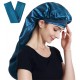 Bulk order custom printed soft elastic band long satin bonnet sleep cap for women